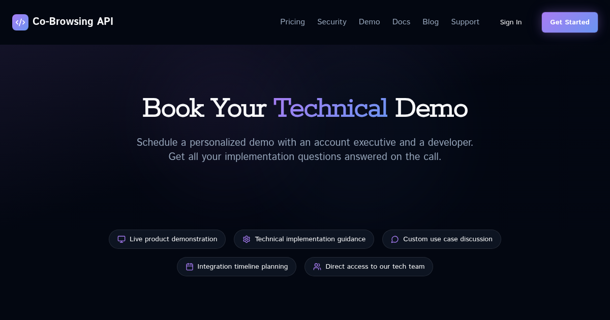 Schedule a Demo | Cobrowsing API